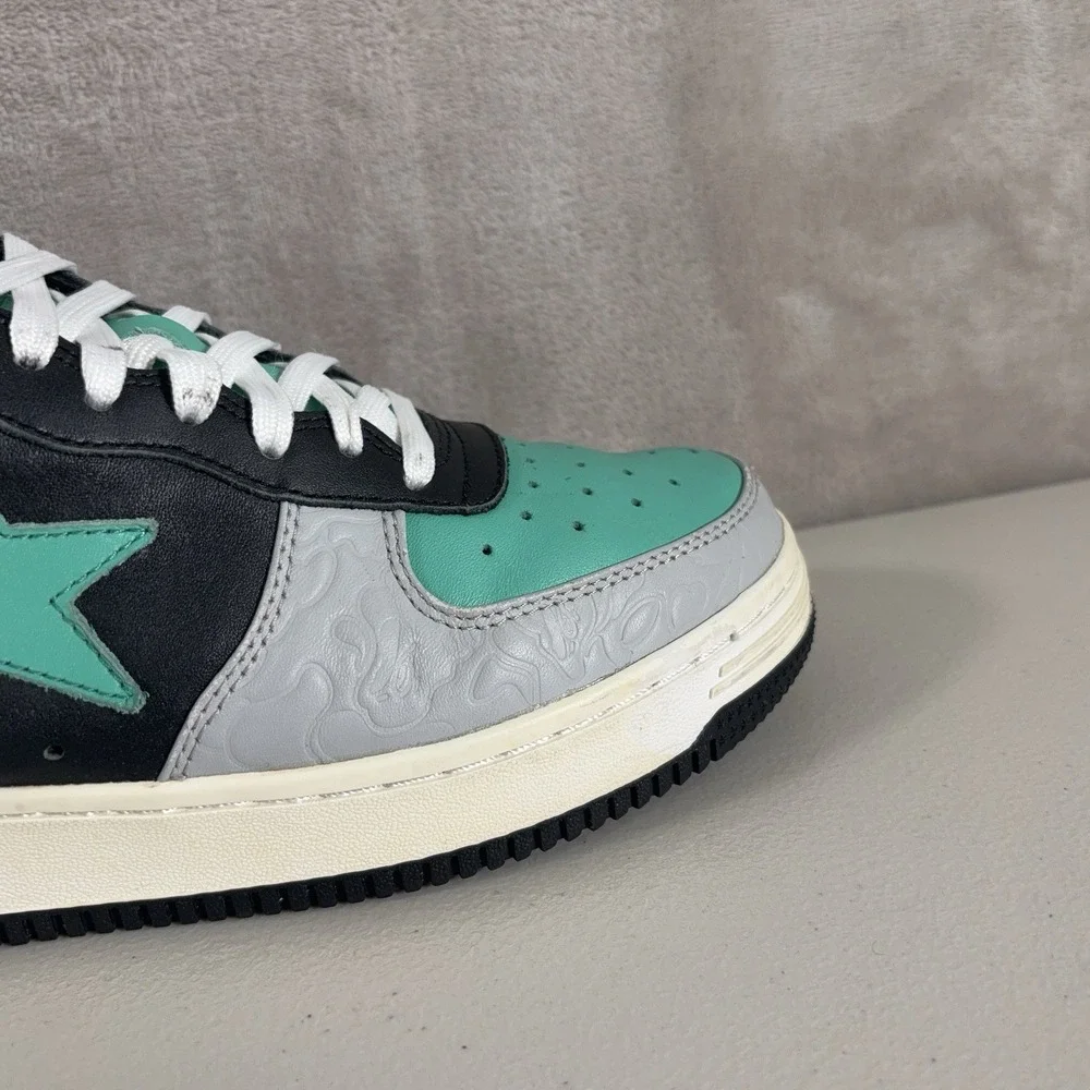 A Bathing Ape BAPE Bapesta M2 Low Mens 9 Green Black Shark Face Sneakers